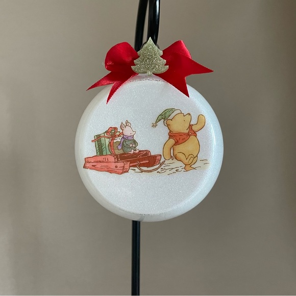 Disney Other - Handmade Disney Winnie The Pooh & Piglet 3 1/2” Ball Shaped Acrylic Ornament~New